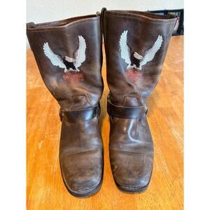 Harley Davidson Engineer Boots Mens 12 Brown Eagle Harness Motorcycle Biker Boot